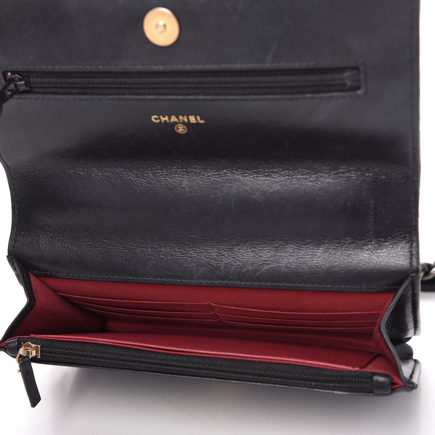 Lambskin Quilted Chanel 19 Wallet On Chain WOC Black