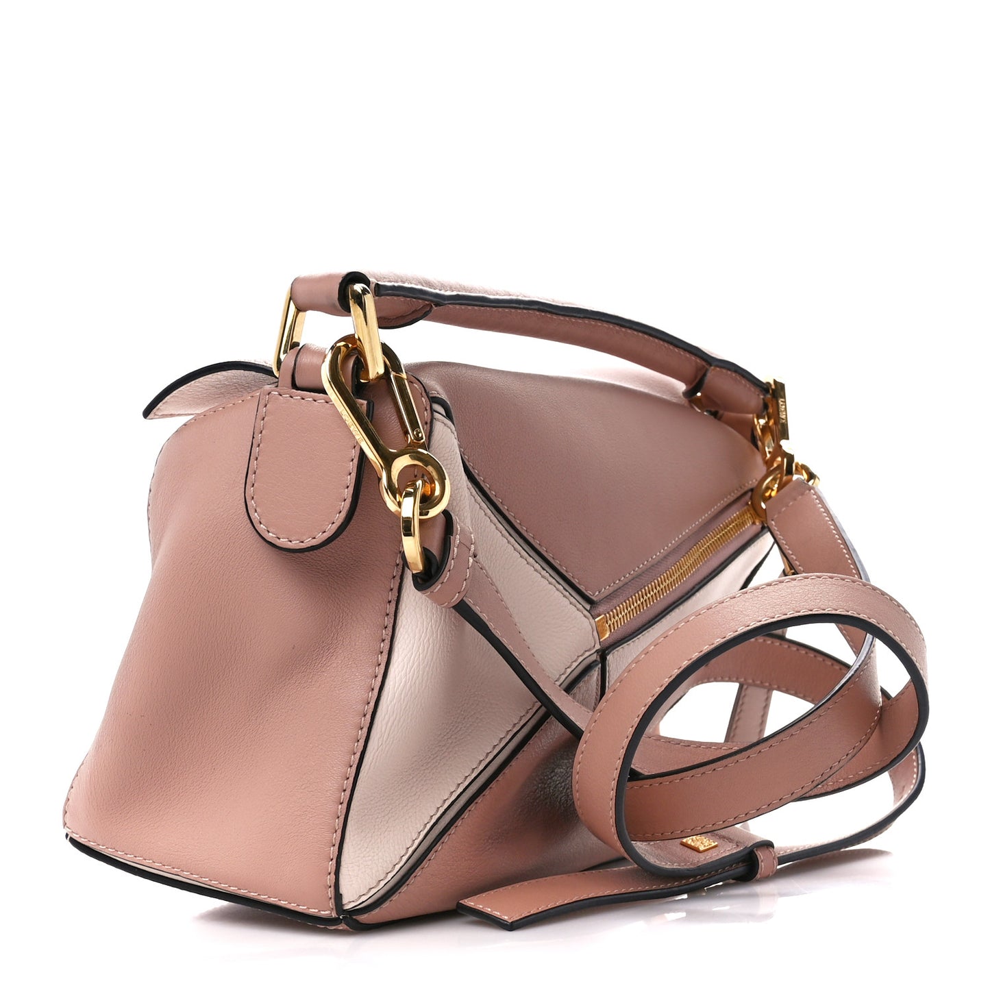 Calfskin Suede Medium Puzzle Bag Blush