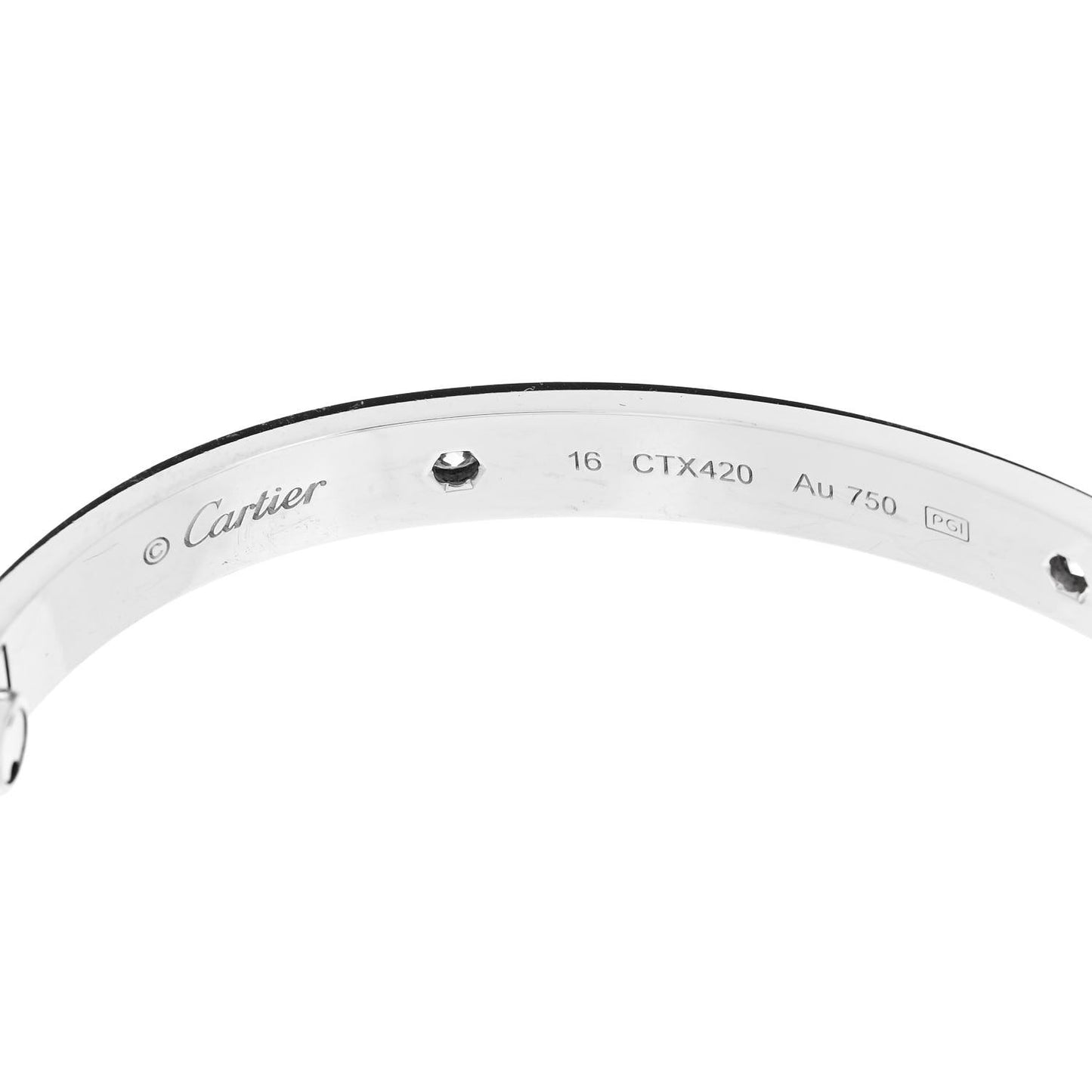 18K White Gold 4 Diamond Love Bracelet 16