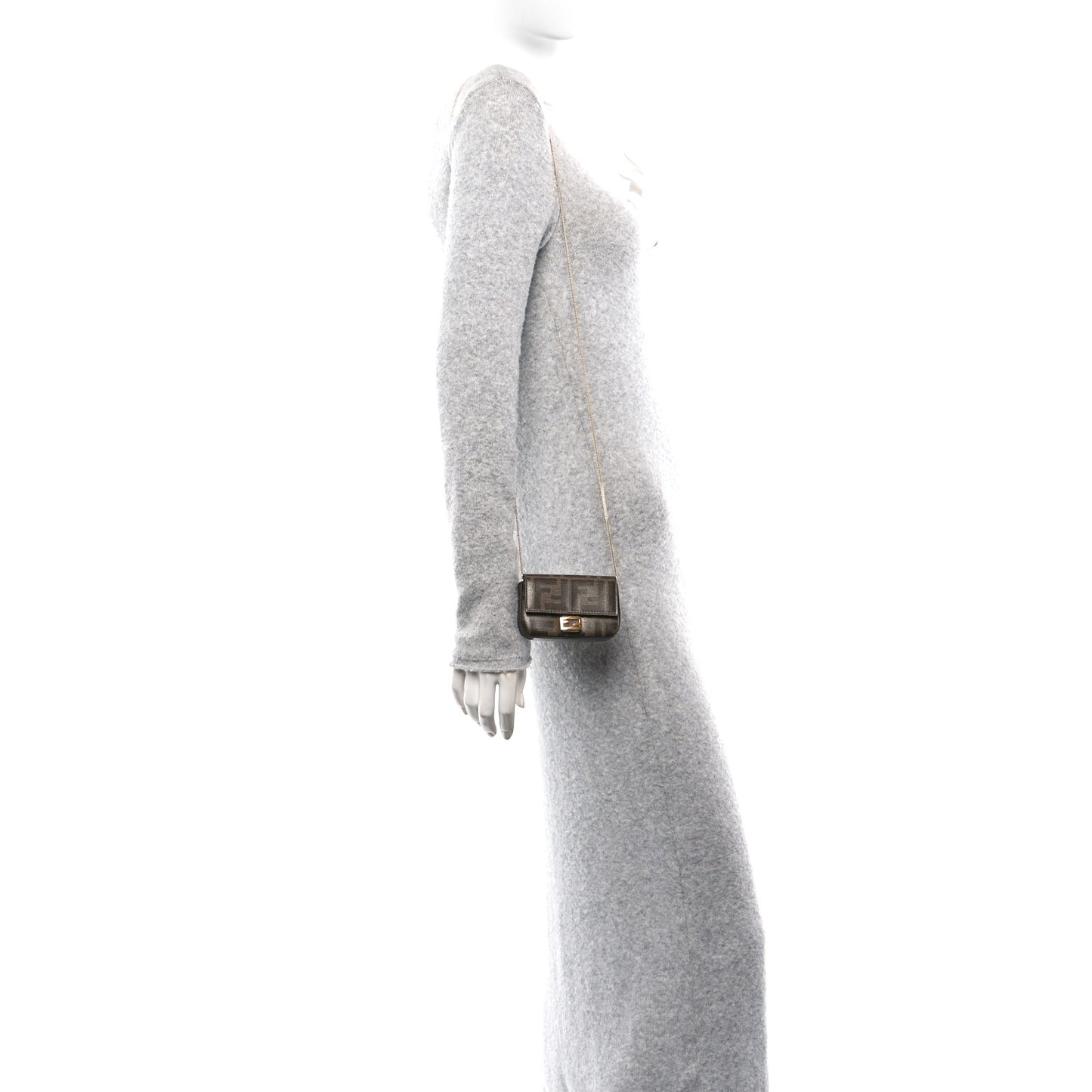 Glazed Fabric FF 1974 Nano Baguette Charm Mogano Panna