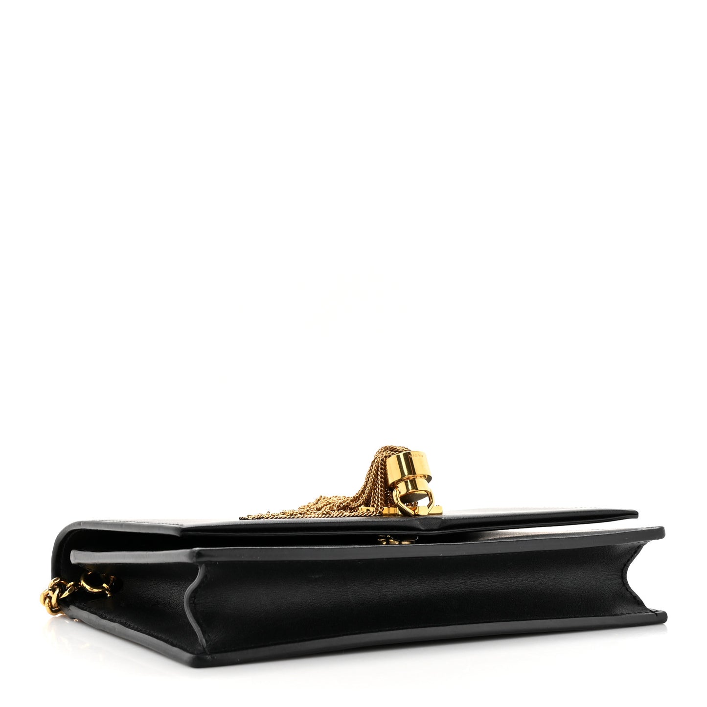 Smooth Calfskin Classic Monogram Kate Tassel Chain Wallet Black