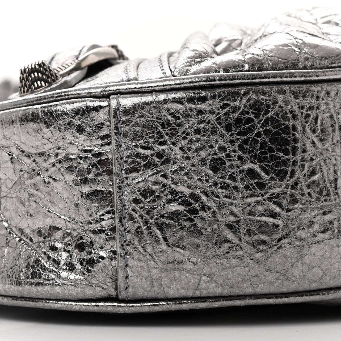 Metallic Agneau Arena Le Cagole Shoulder Bag XS Silver