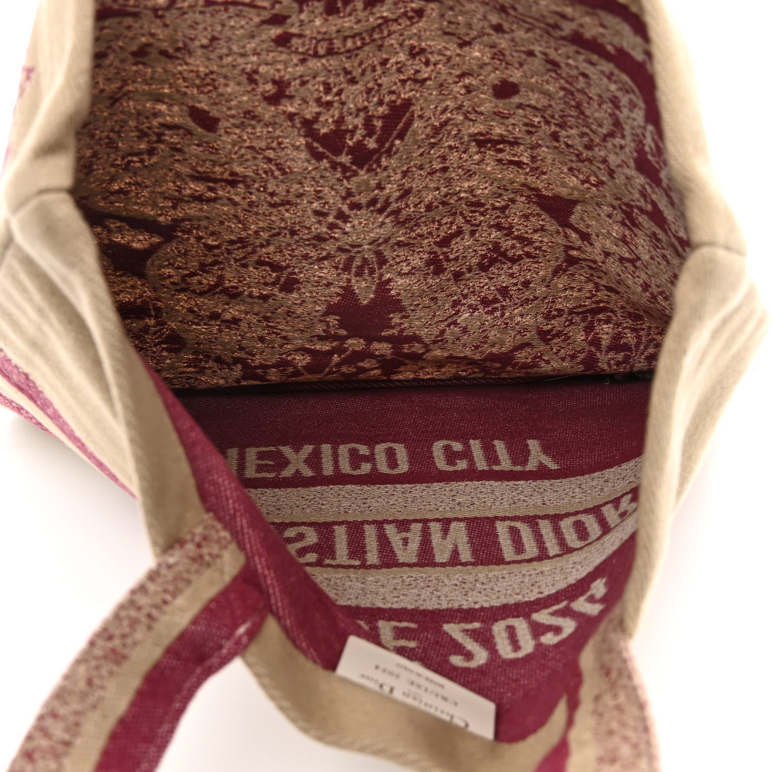 Christian Dior Canvas Print Cruise 2024 Mexico City Tote Ivory Burgundy 5 of 11