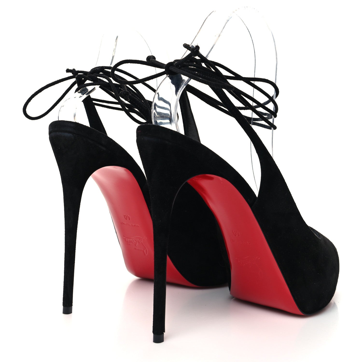 Christian Louboutin Veau Velours Lace Up NVP 120 Peep Toe Pump 40 Black 4 of 7
