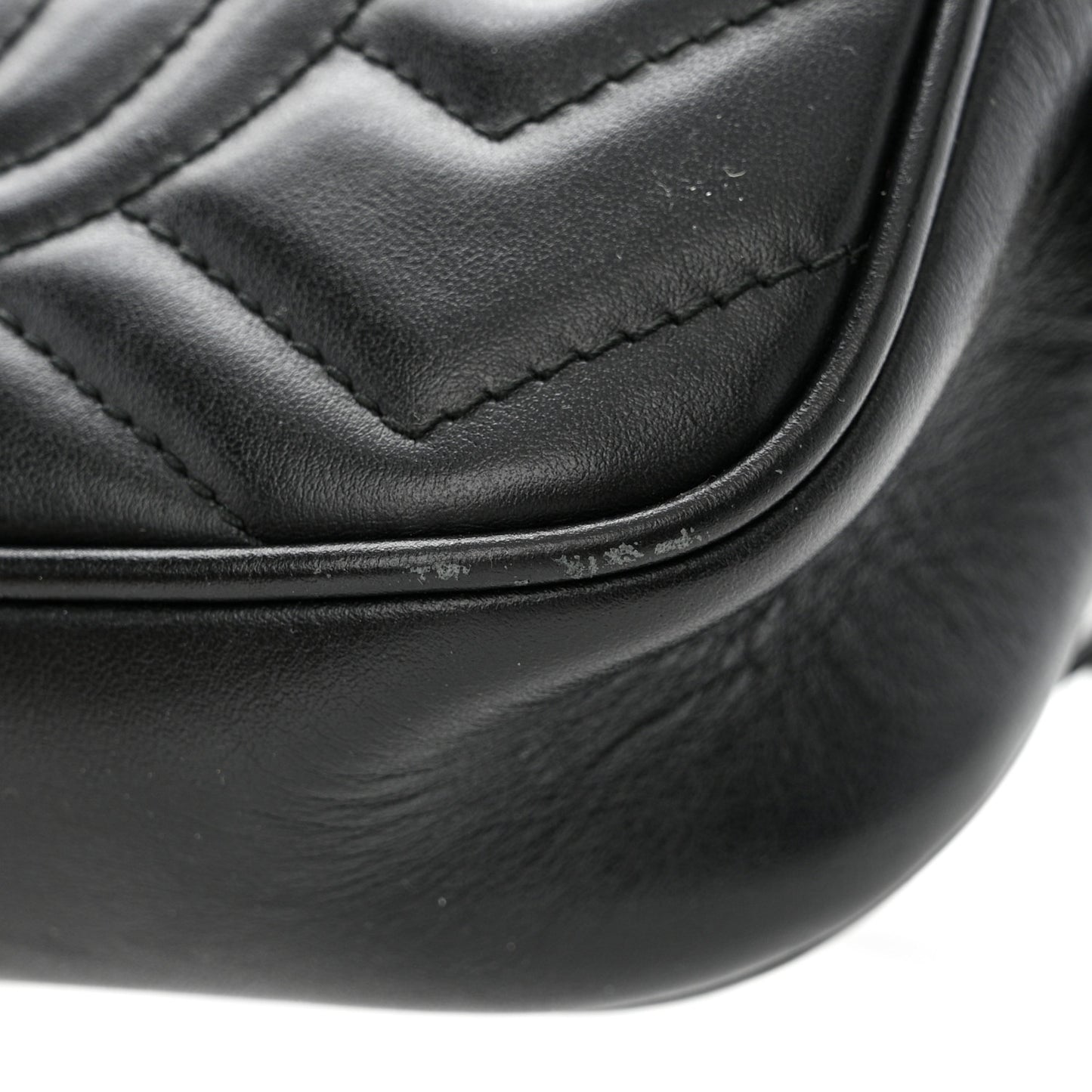 Calfskin Matelasse Mini GG Marmont Chain Shoulder Bag Black
