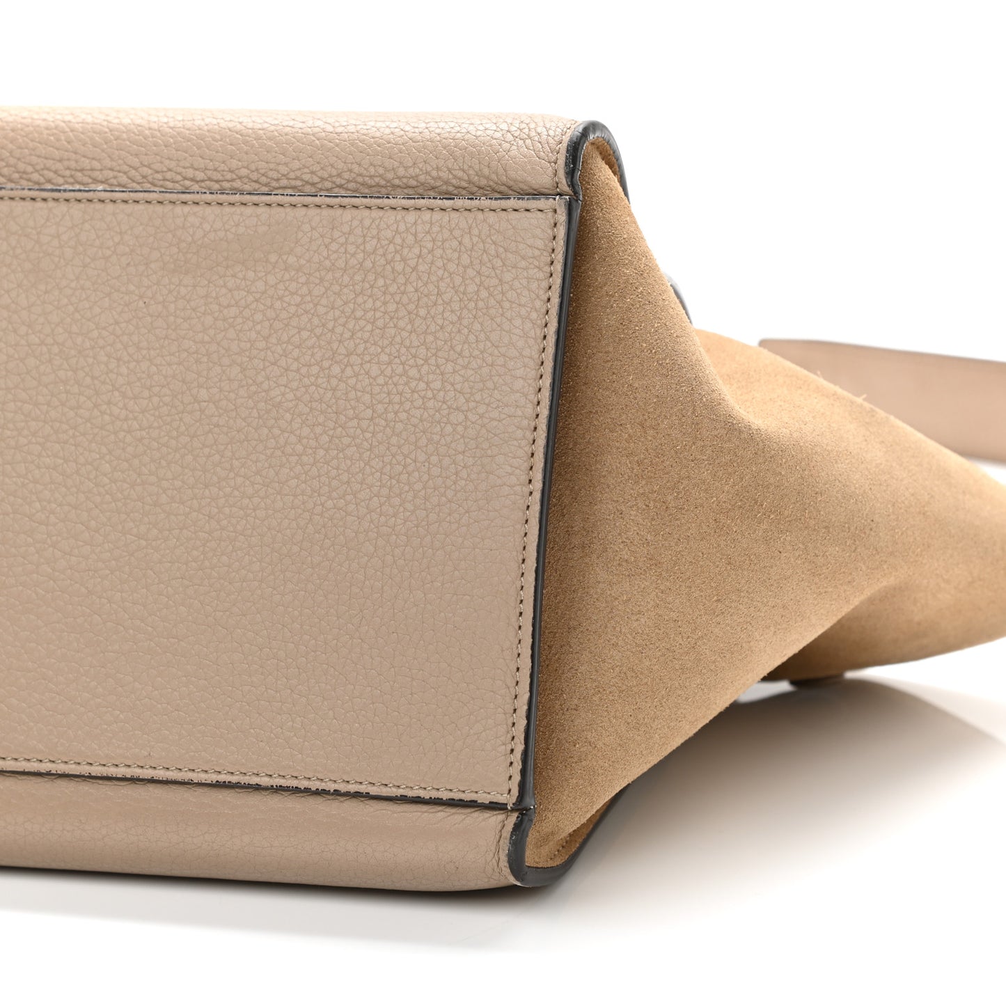 Drummed Calfskin Suede Small Trapeze Dune