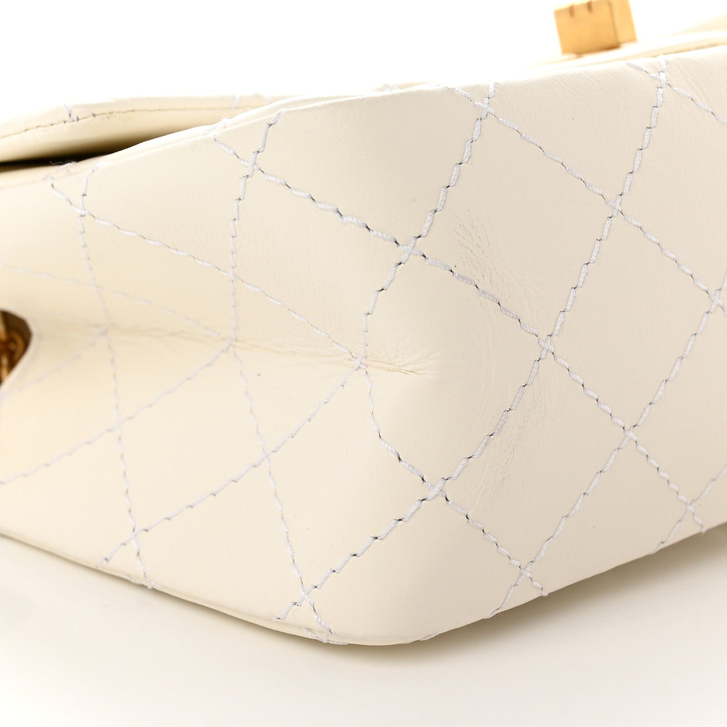 Aged Calfskin Quilted 2.55 Reissue Mini Flap White