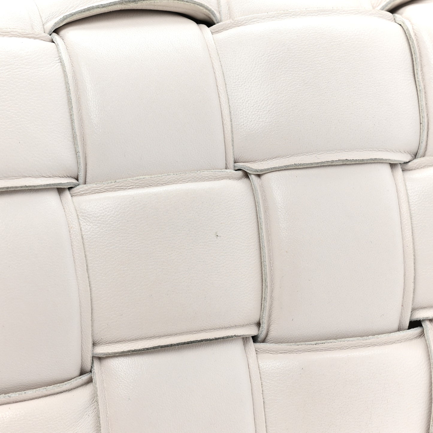 Lambskin Maxi Intreccio Padded Chain Cassette Crossbody Bag White