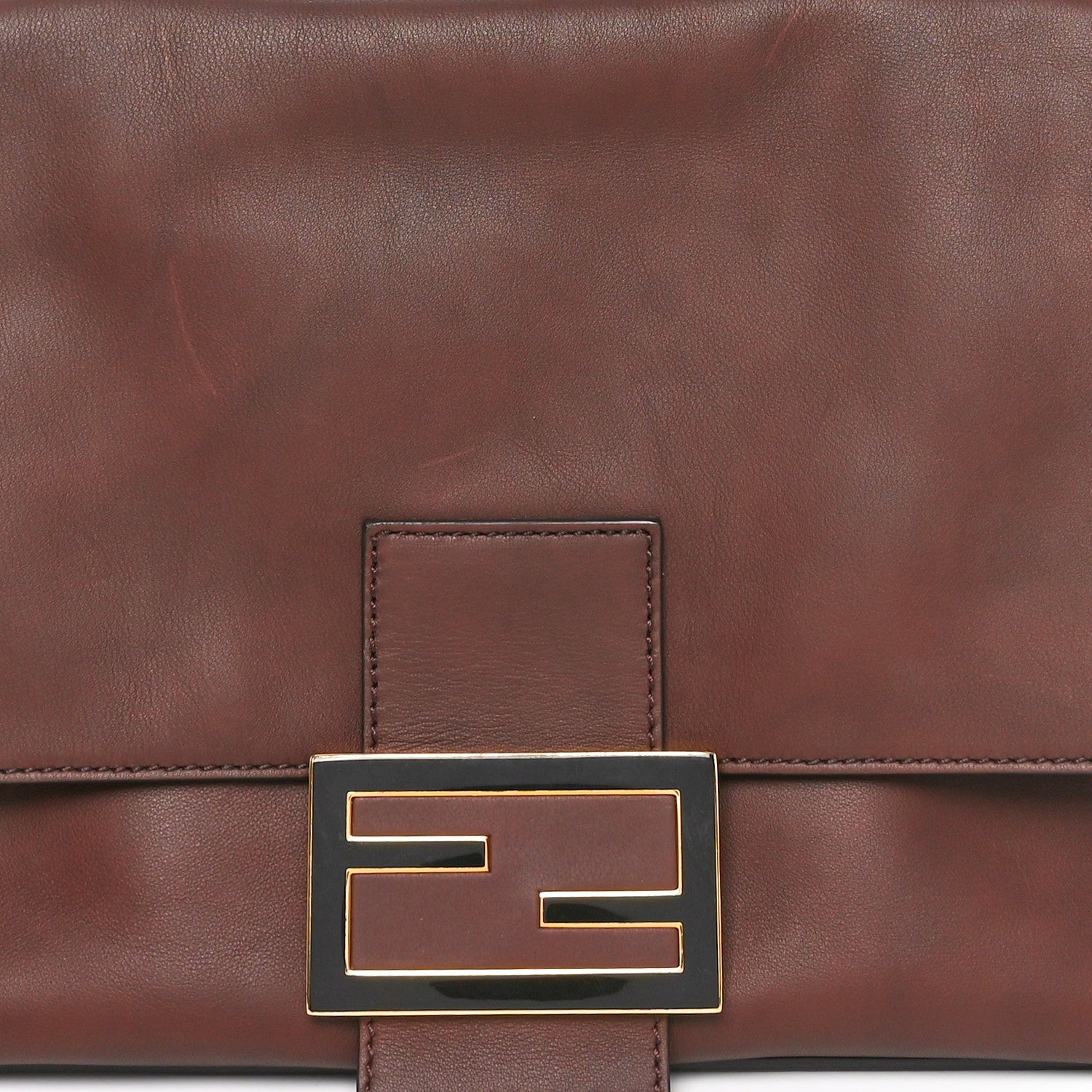 Fendi Vitello Flamingo Enamel Big Forever Mama Baguette Brown 9 of 11