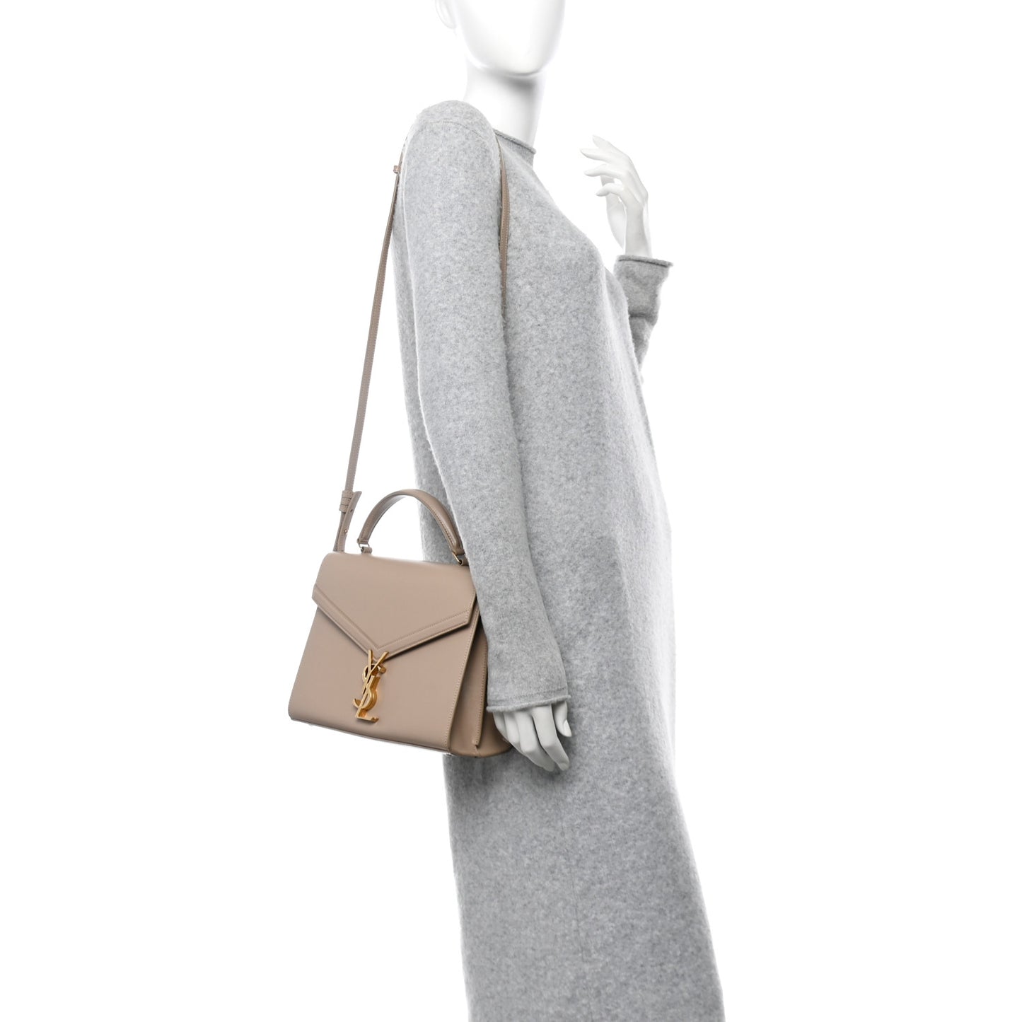 Grain de Poudre Medium Classic Monogram Cassandra Top Handle Dark Beige