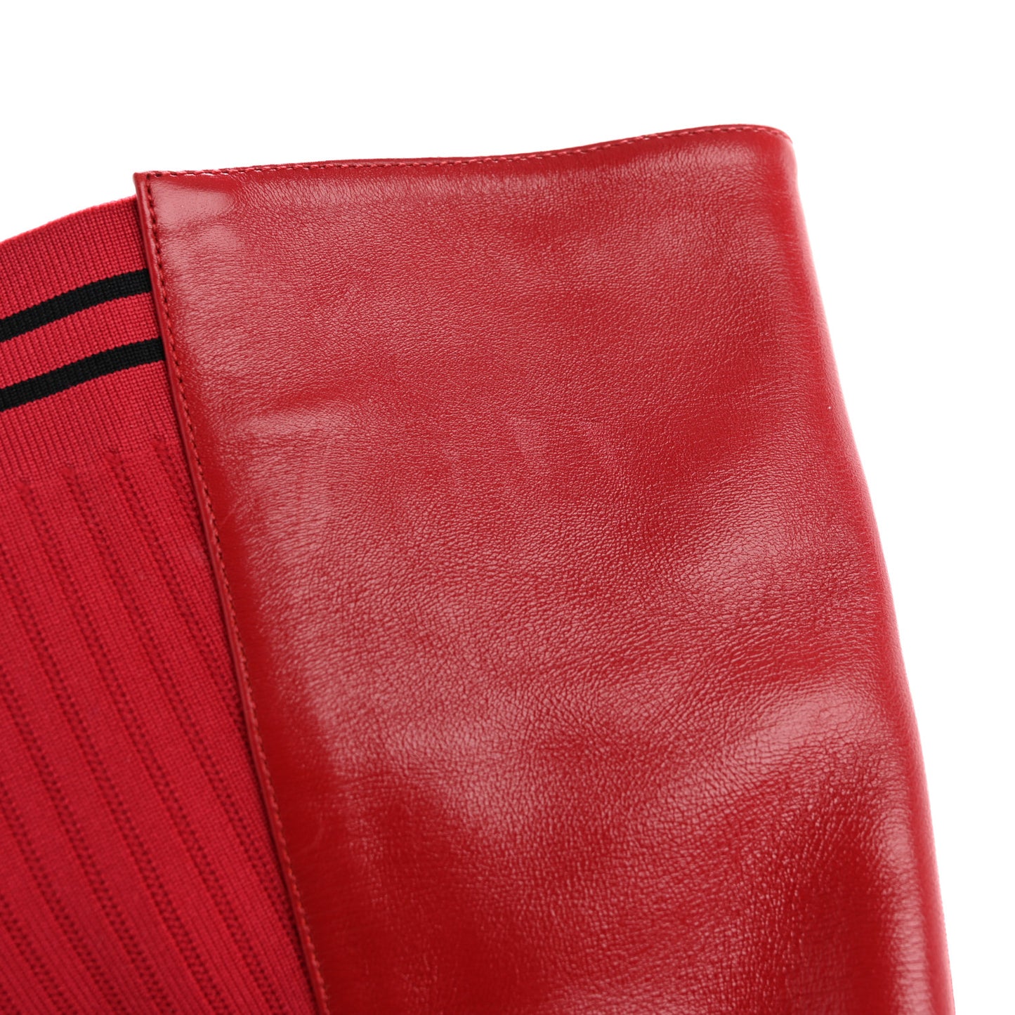 Vitello Lucido Stretch Fabric Striped Rockoko Thigh High 105mm Sock Boots 37 Fragola Black