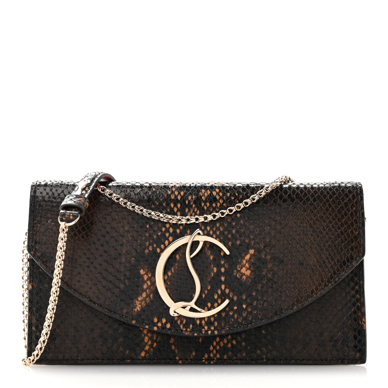 Christian Louboutin Calfskin Amazonia Loubi54 Crossbody Clutch Dark Brown 1 of 10