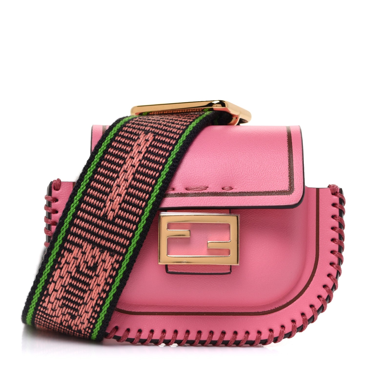 FENDI ピンク ヘアバンド Fendi Vitello King Logo Pico Baguette Strap Airpods Pro Case Pink