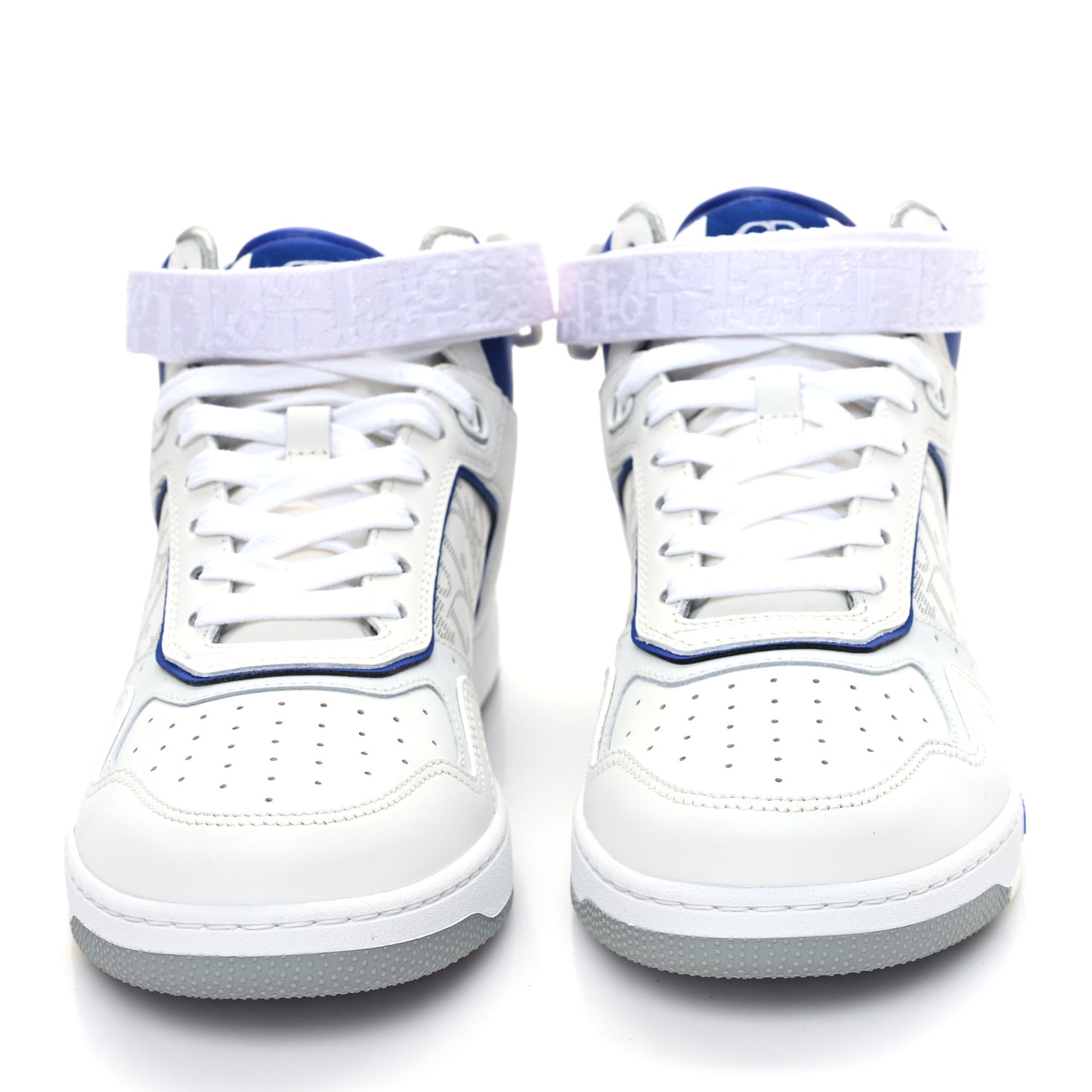 Smooth Calfskin Oblique Galaxy Perforated Mens B27 Mid Top Sneakers 40 White Blue