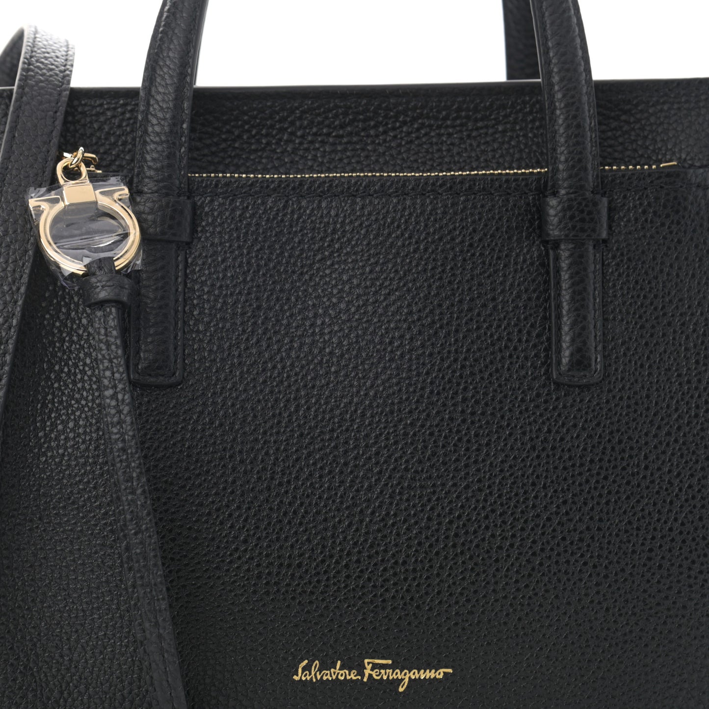 Hammered Calfskin Double Handle Small Amy Tote Black