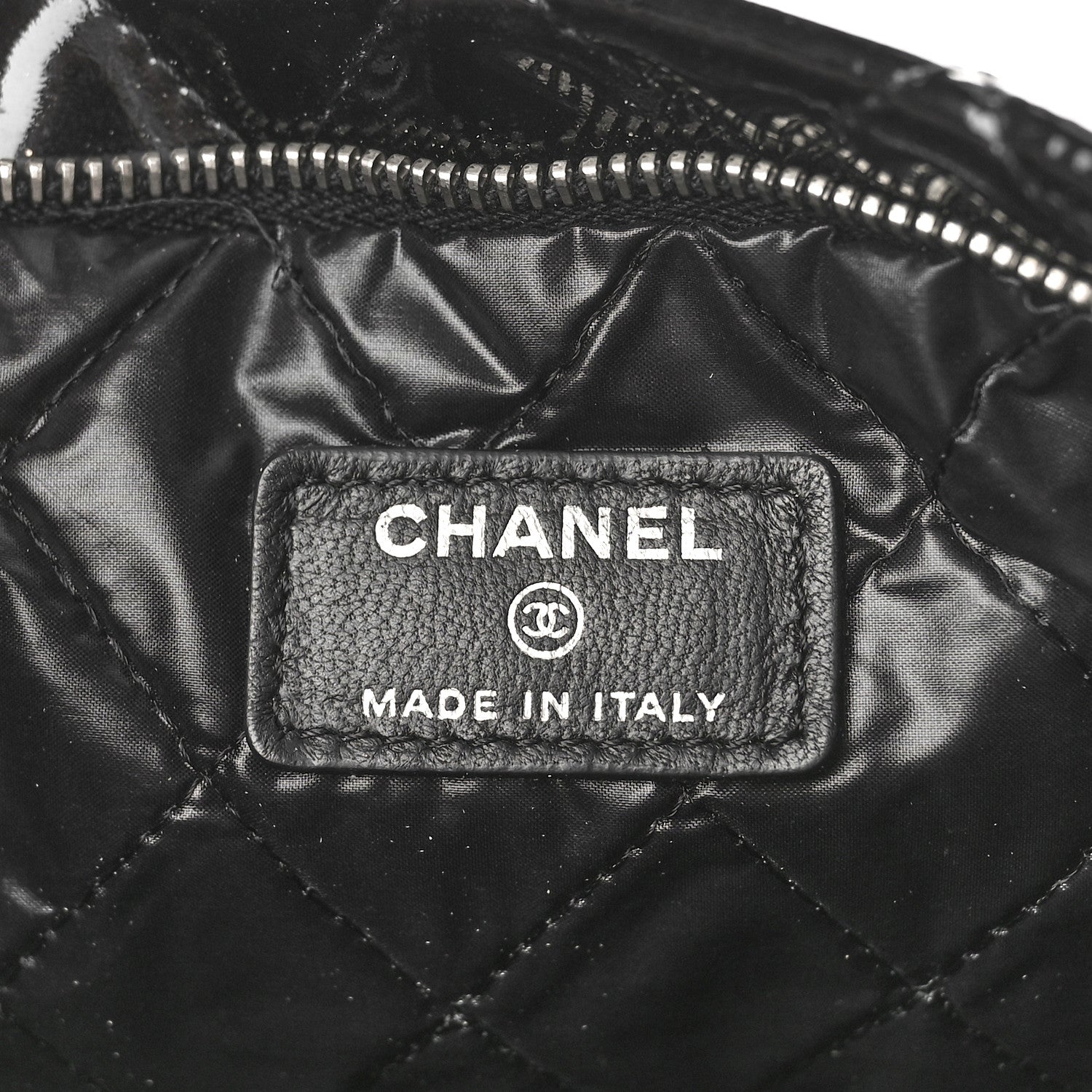 Chanel Patent Calfskin Quilted Beauty CC Clutch Black 7 of 10