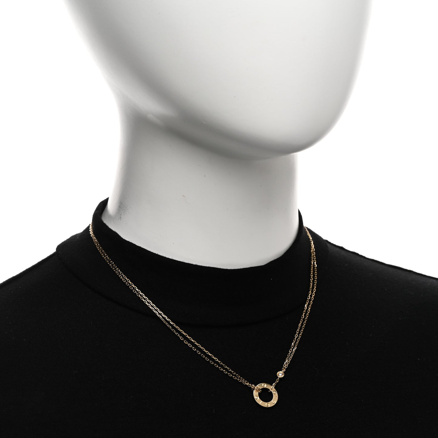 18K Yellow Gold 2 Diamond LOVE Necklace