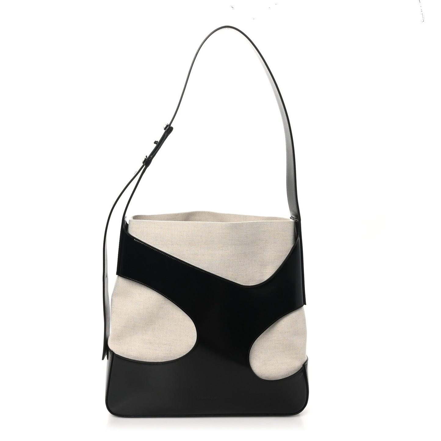 Calfskin Cut Out Large Shoulder Bag Black Natural