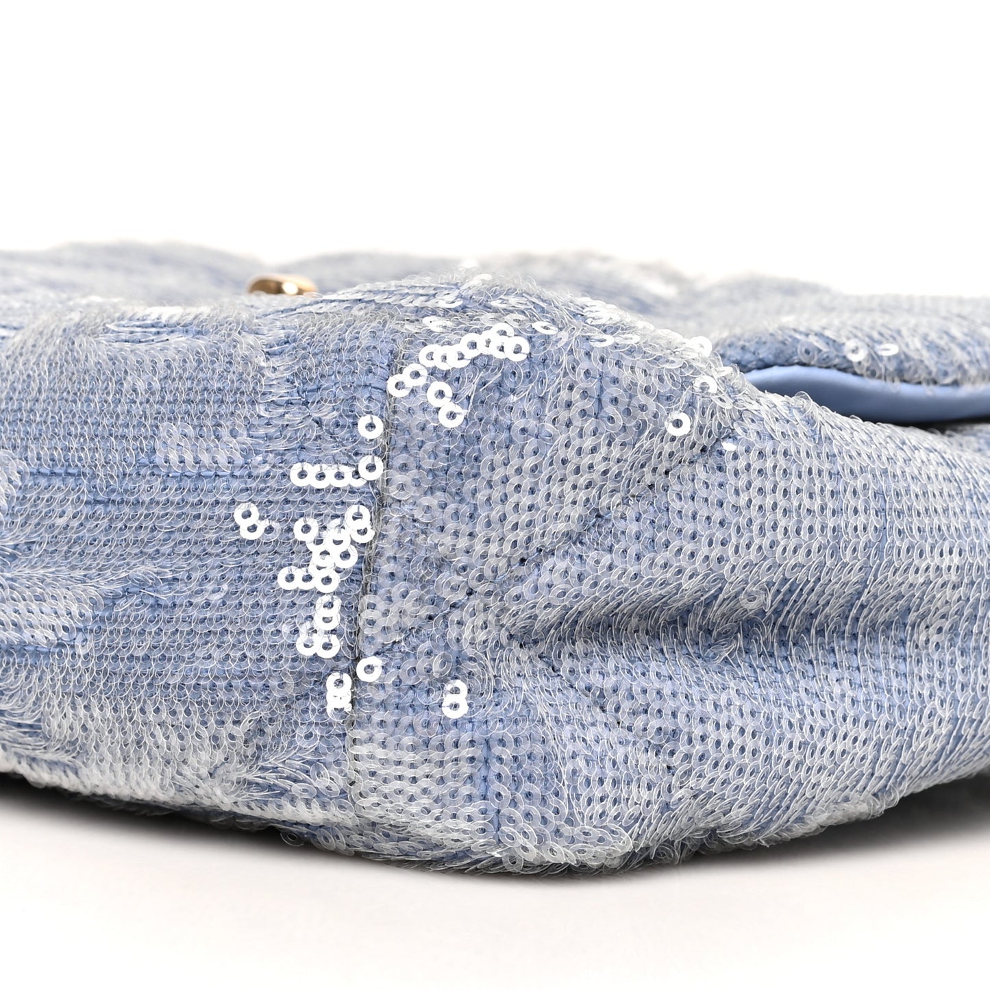 Sequin Quilted Medium Chanel 19 Flap Light Blue