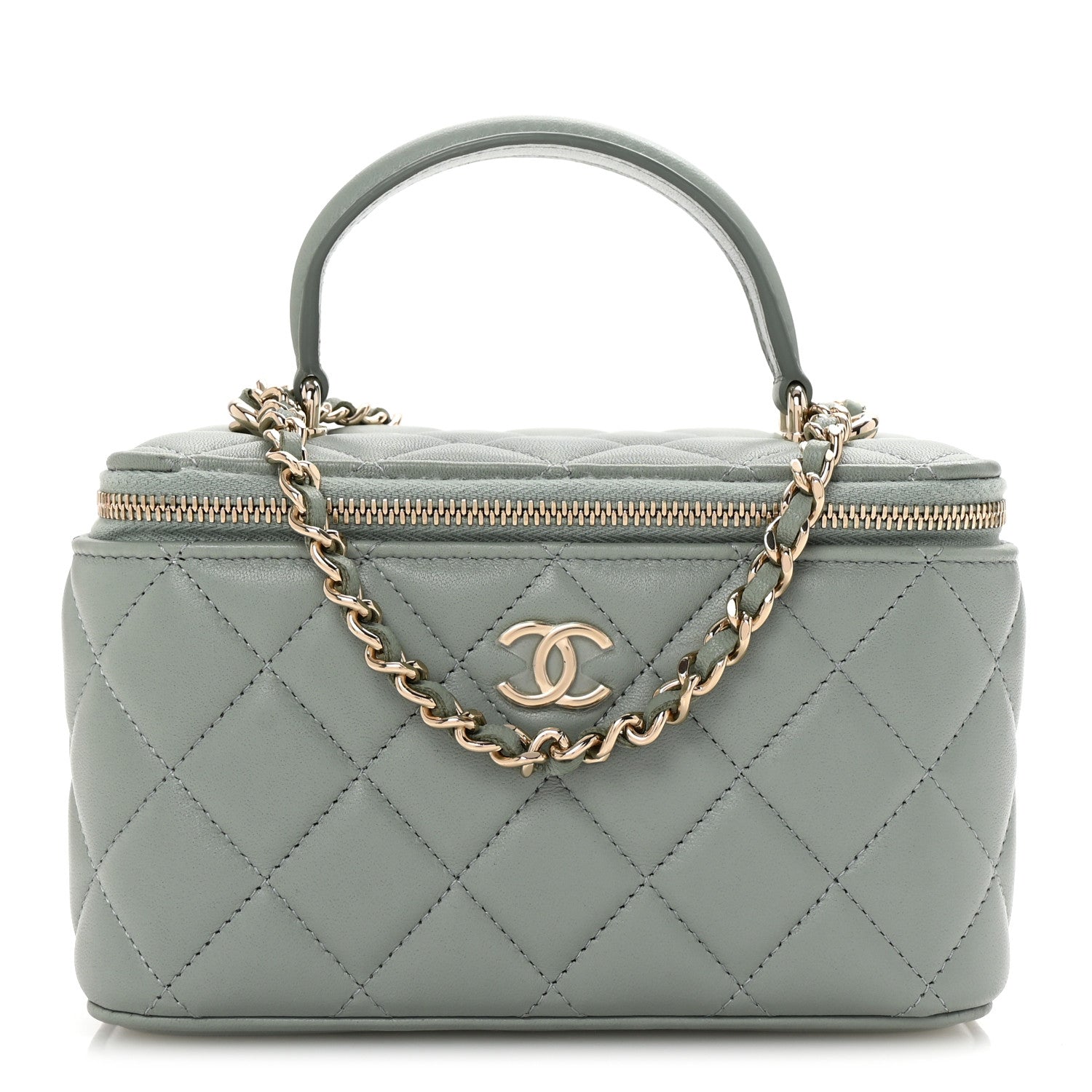 Chanel Lambskin Quilted Small Top Handle Vanity Case With Chain Light Blue 1 of 9