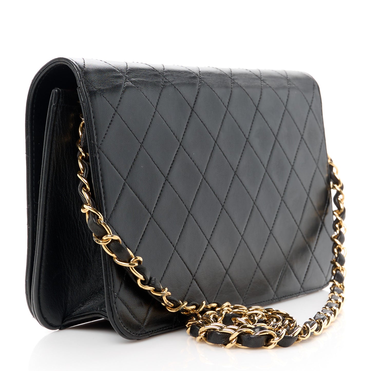 Lambskin Quilted Small Single Flap Black