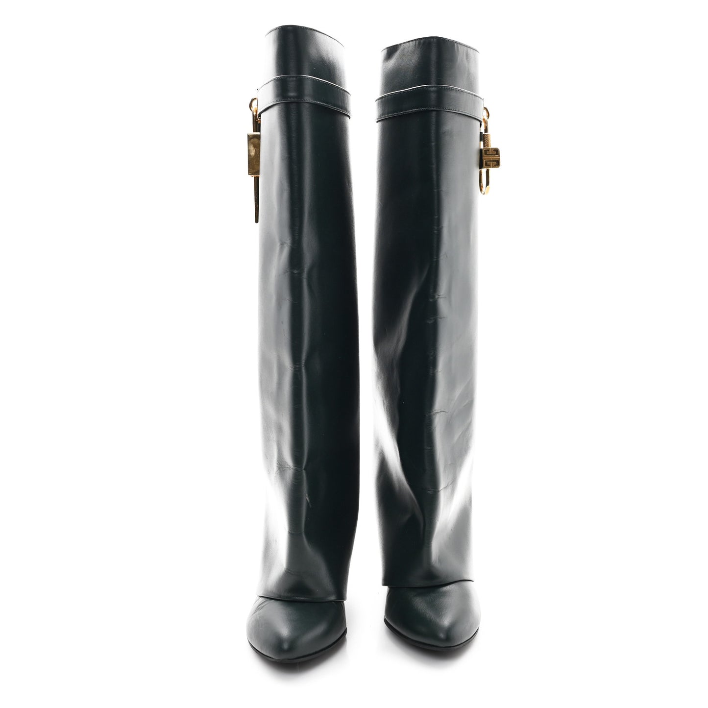 Calfskin Shark Lock Pant Boots 38.5 Green