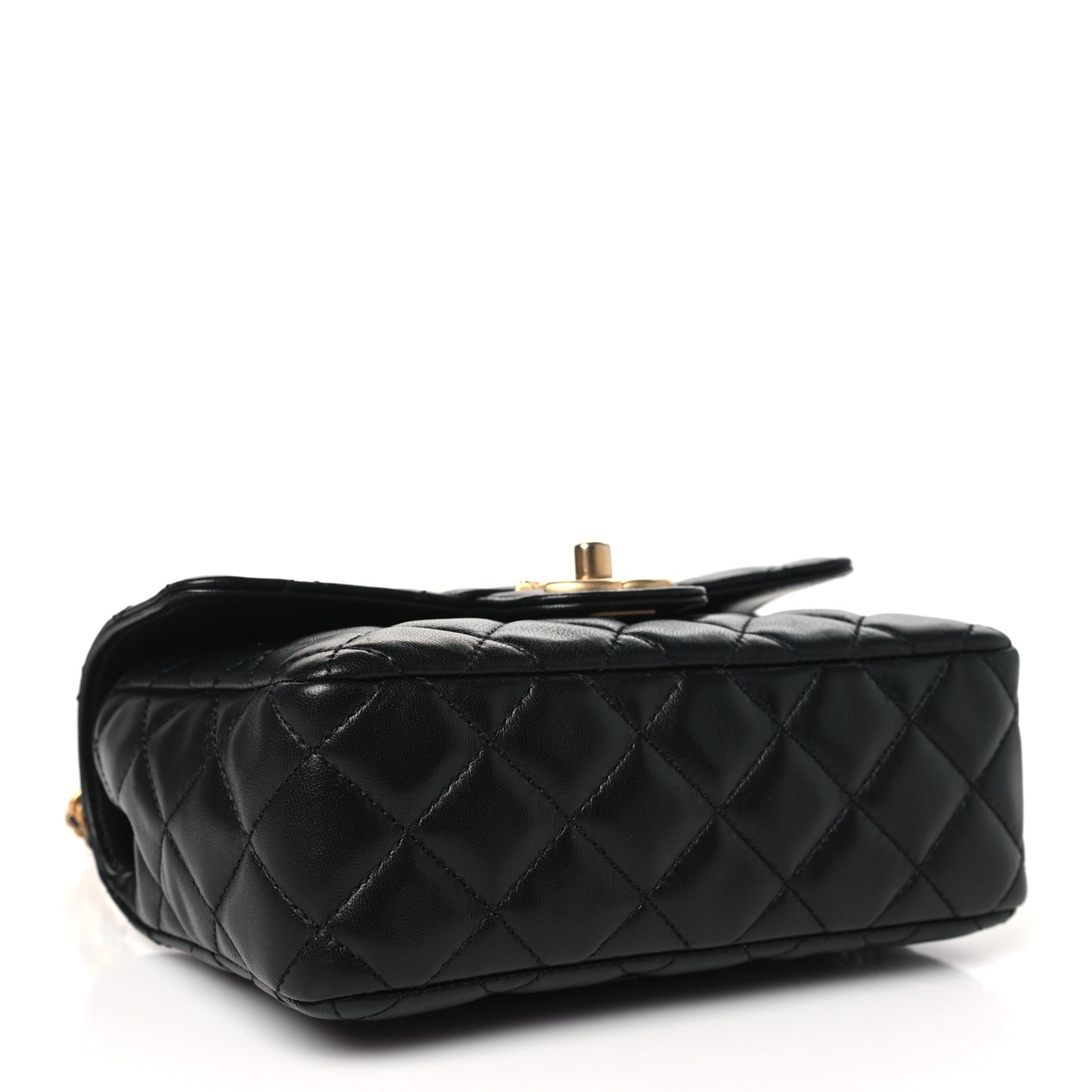 Lambskin Enamel Quilted Mini Flap Black