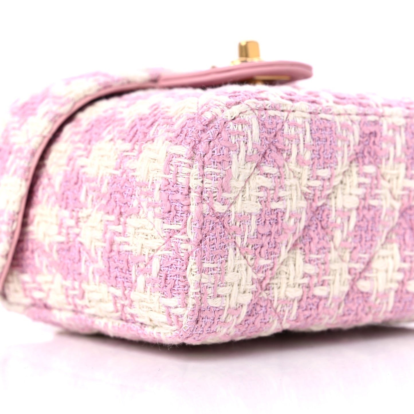 Tweed Handle Crush Small Vanity Case Pink Ecru