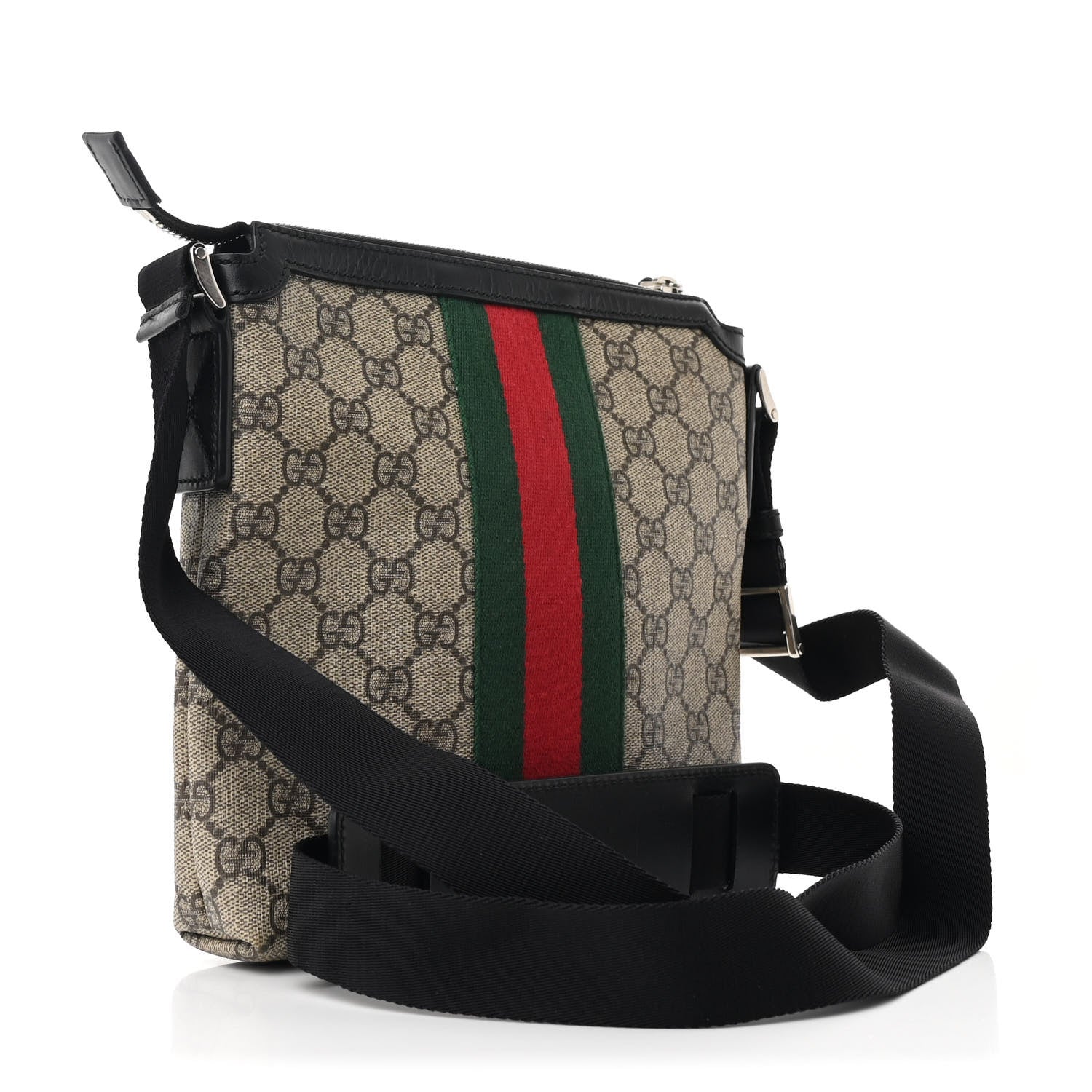 Gucci GG Supreme Monogram Web Messenger Bag Black 3 of 12