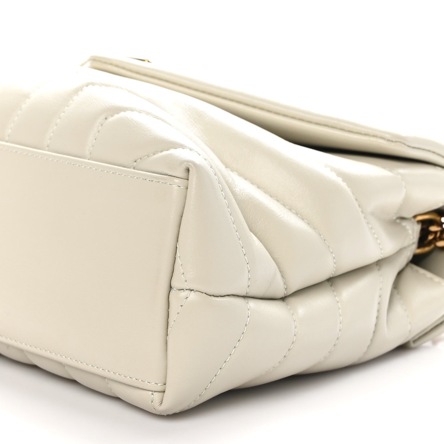 Calfskin Y Quilted Monogram Small Loulou Chain Satchel Crema Soft