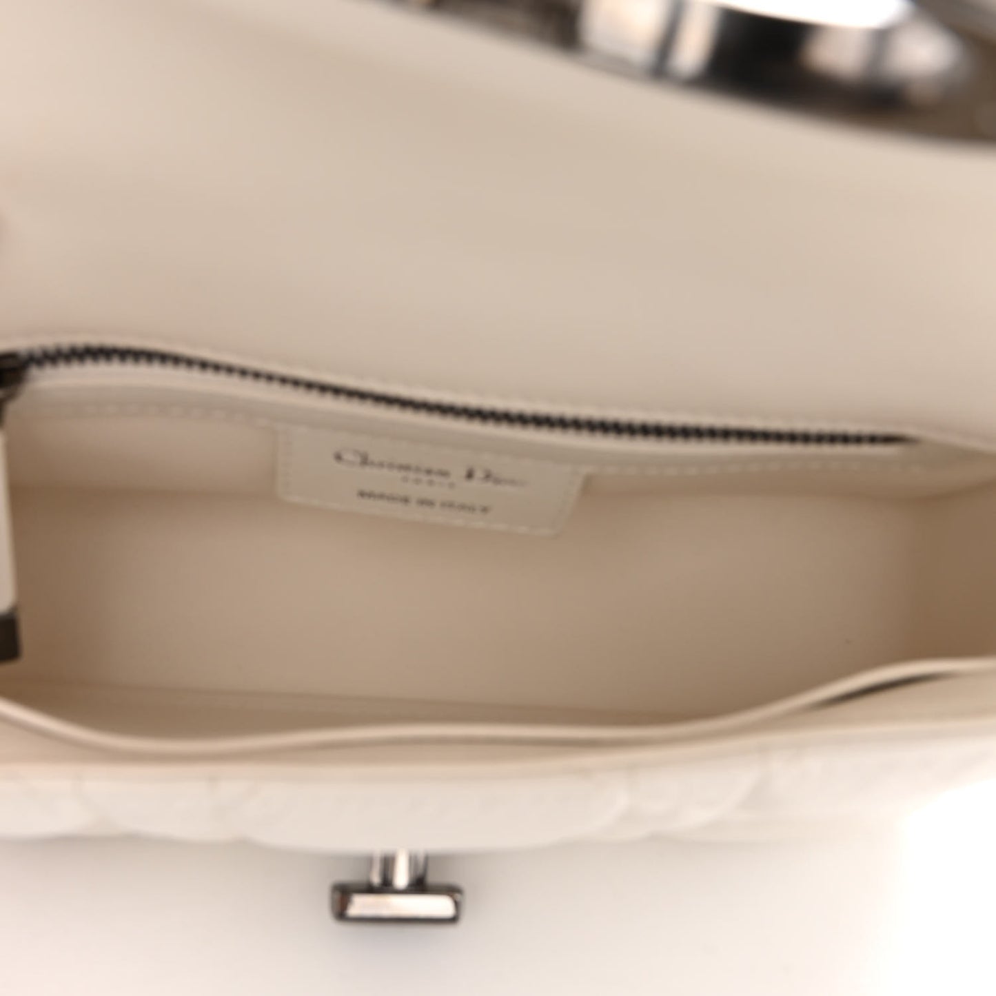 Lambskin Macrocannage Small Dior Caro Bag Ivory