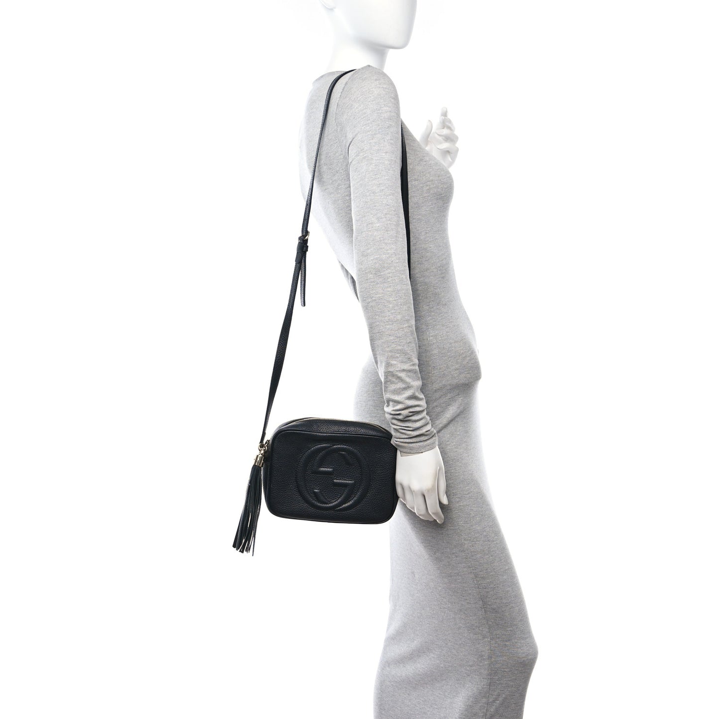 Pebbled Calfskin Small Soho Disco Bag Black