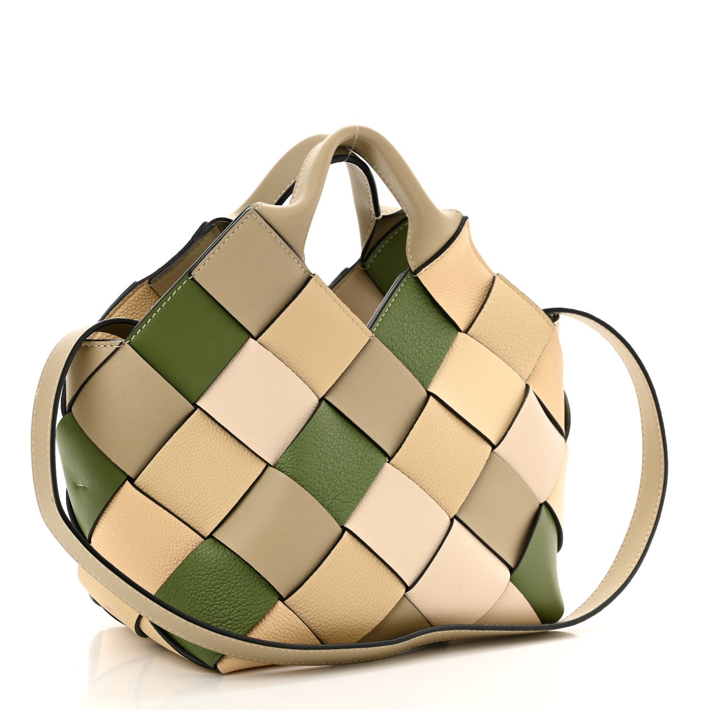 Calfskin Woven Small The Surplus Collection Basket Bag Avocado Ivory
