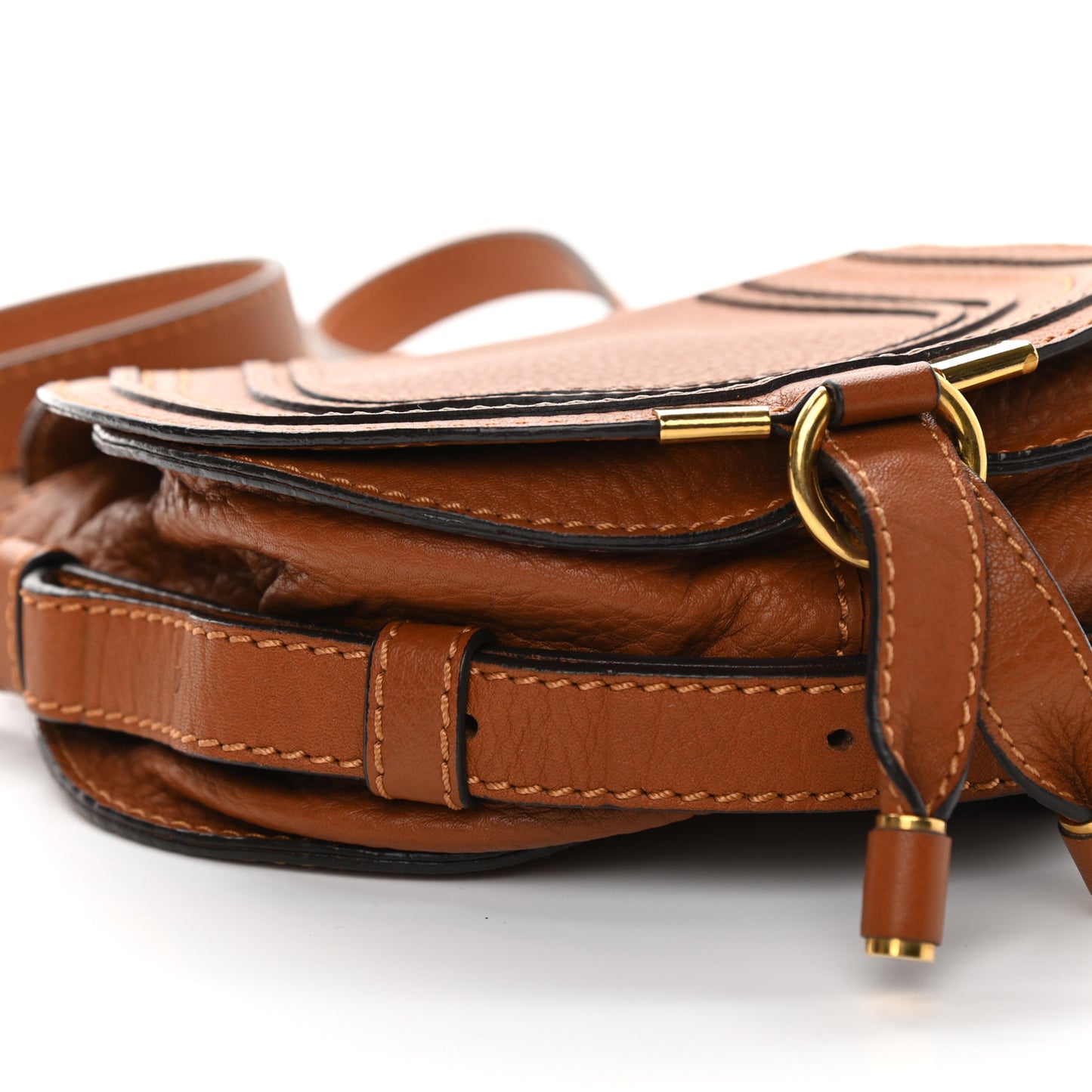 Calfskin Mini Marcie Round Crossbody Bag Tan