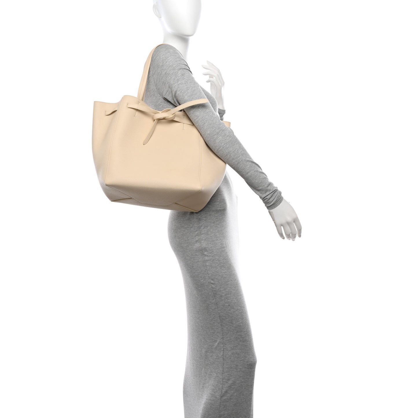 Soft Grained Calfskin Small Belt Cabas Phantom Cream