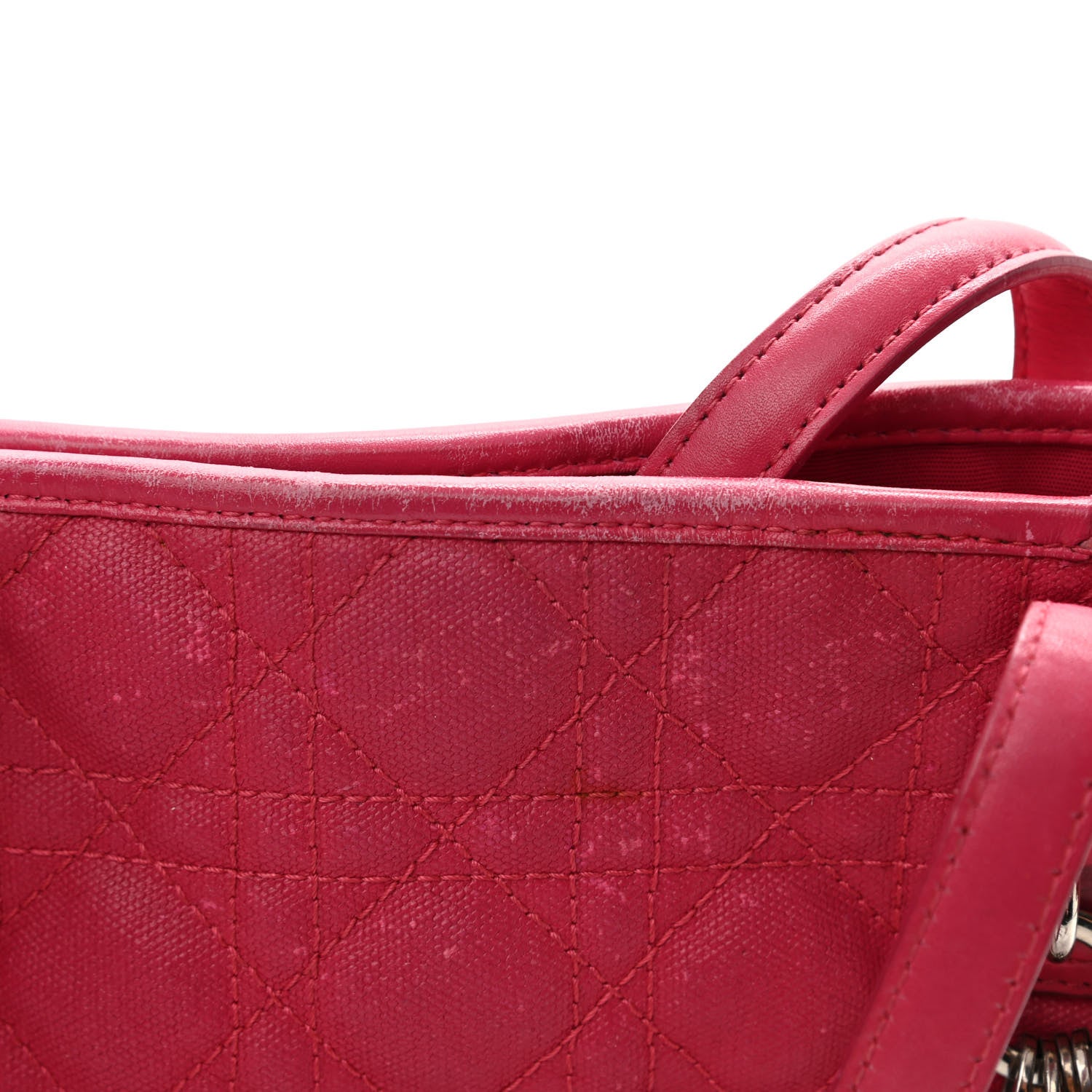 Christian Dior Coated Canvas Cannage Medium Panarea Tote Pink 12 of 17