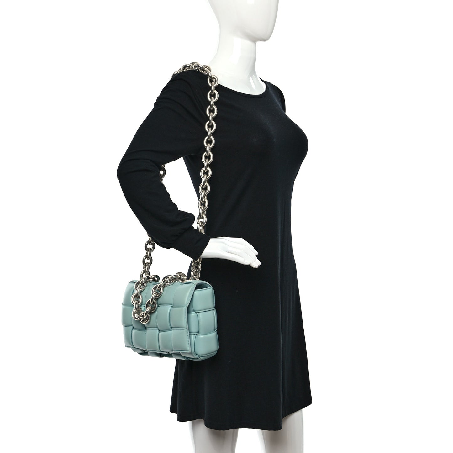 Lambskin Maxi Intreccio Padded Chain Cassette Crossbody Bag Spearmint