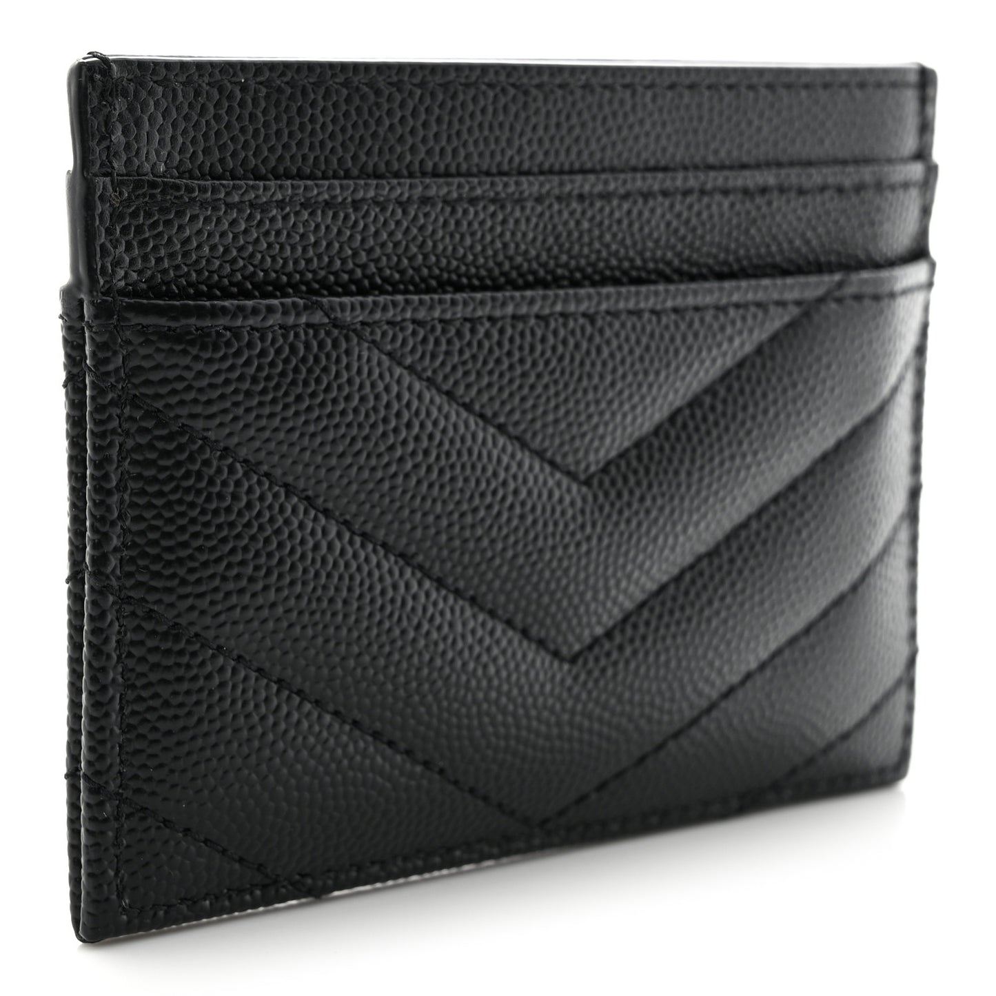 Grain De Poudre Matelasse Chevron Monogram Credit Card Case Black