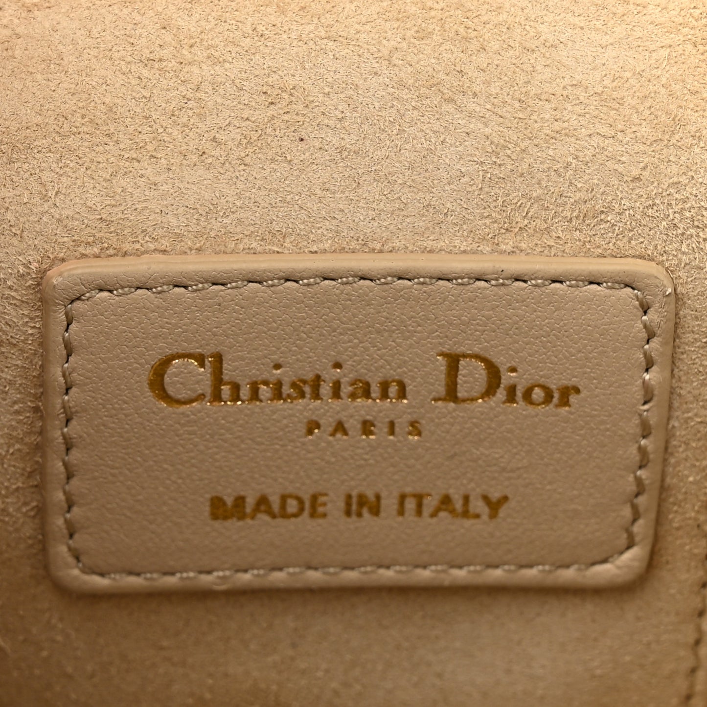 Lambskin Cannage Micro Lady Dior Vanity Case Beige