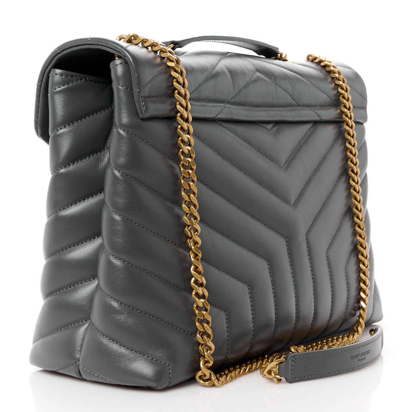 Calfskin Y Quilted Monogram Medium Loulou Chain Satchel Storm
