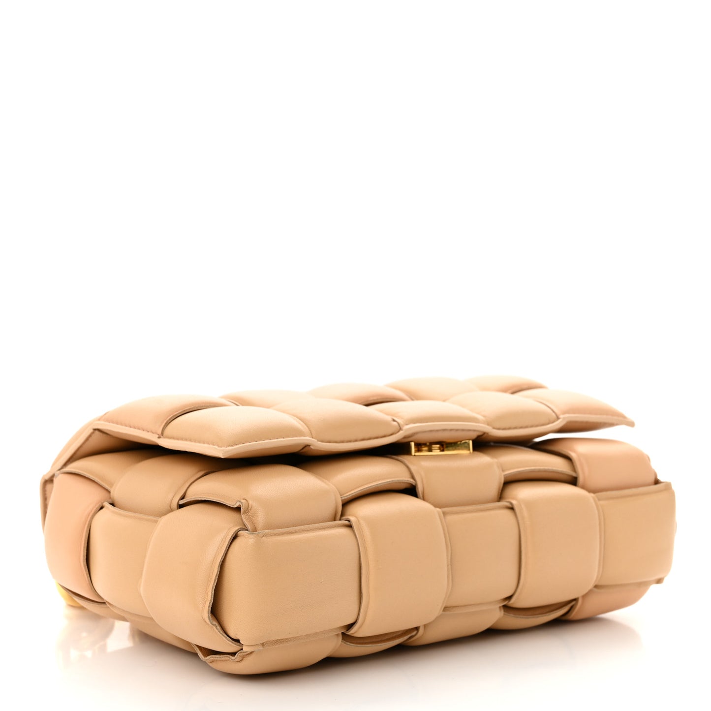 Lambskin Maxi Intreccio Padded Chain Cassette Crossbody Bag Almond