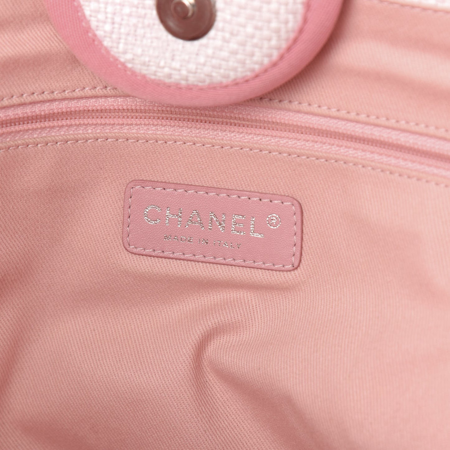 Woven Straw Raffia Medium Deauville Tote Pink