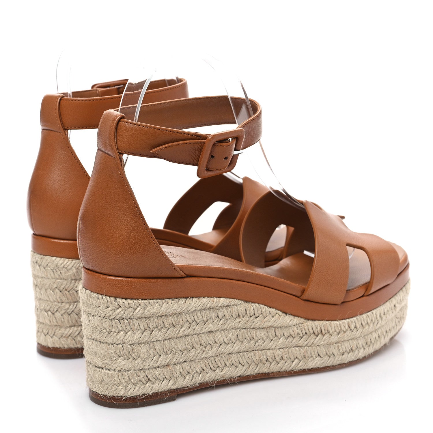 Hermes Goatskin Elda Espadrille Wedge Sandals 38 Natural 4 of 8