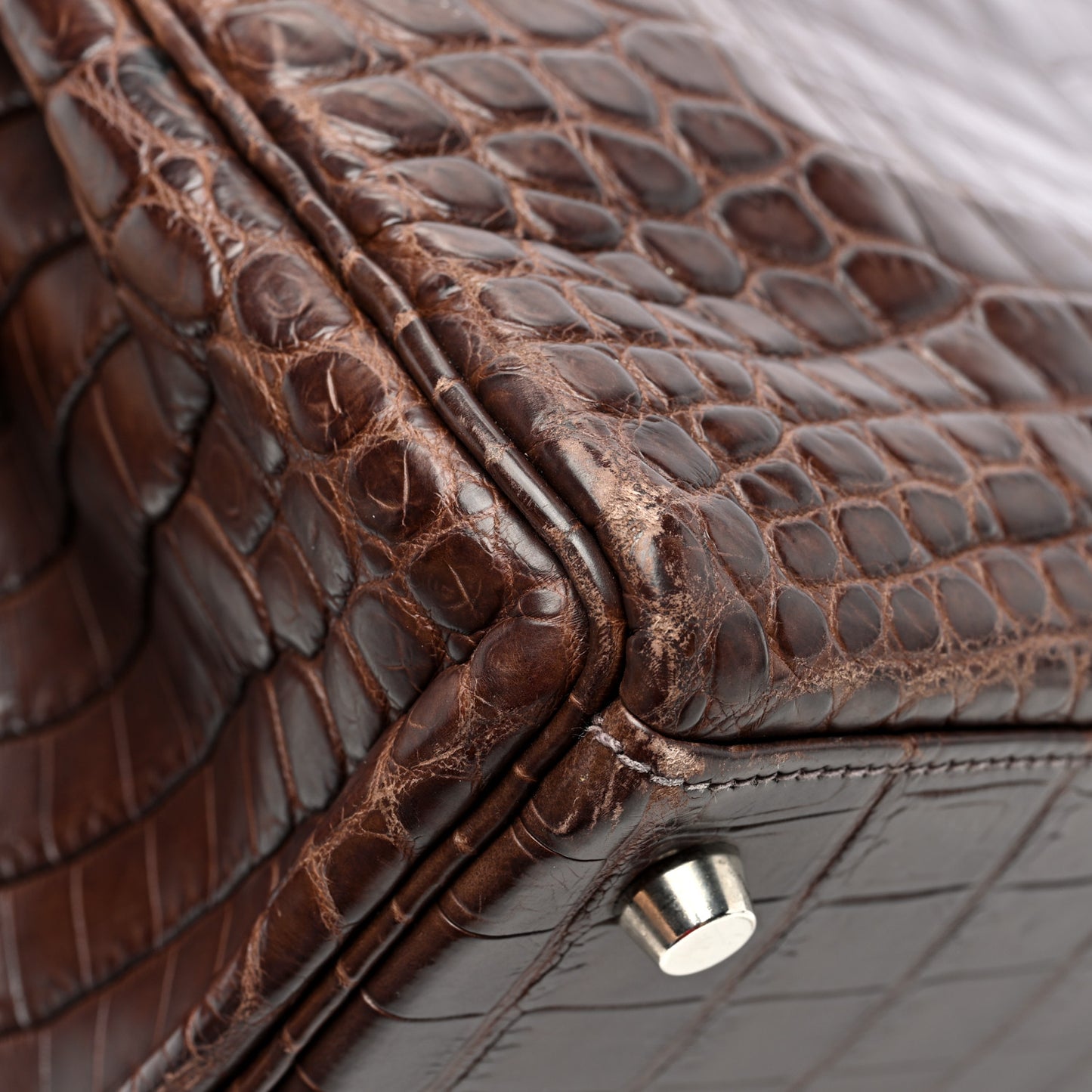 Matte Niloticus Crocodile Kelly Retourne 28 Havane