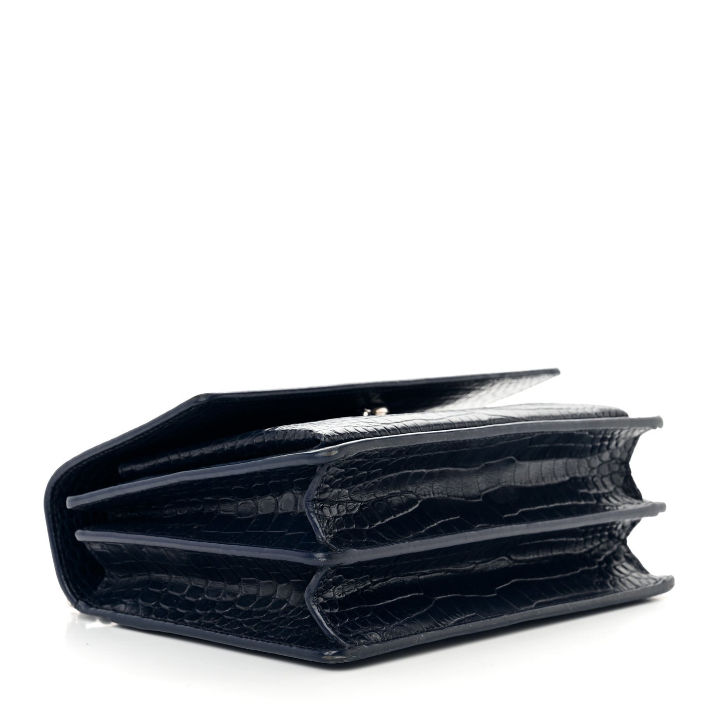 Calfskin Crocodile Embossed Medium Monogram Sunset Navy