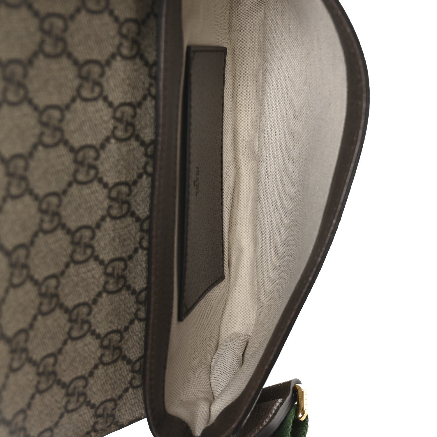 Gucci GG Supreme Monogram Textured Dollar Calfskin Web Mini Ophidia Envelope Shoulder Bag Beige Ebony New Acero 5 of 11