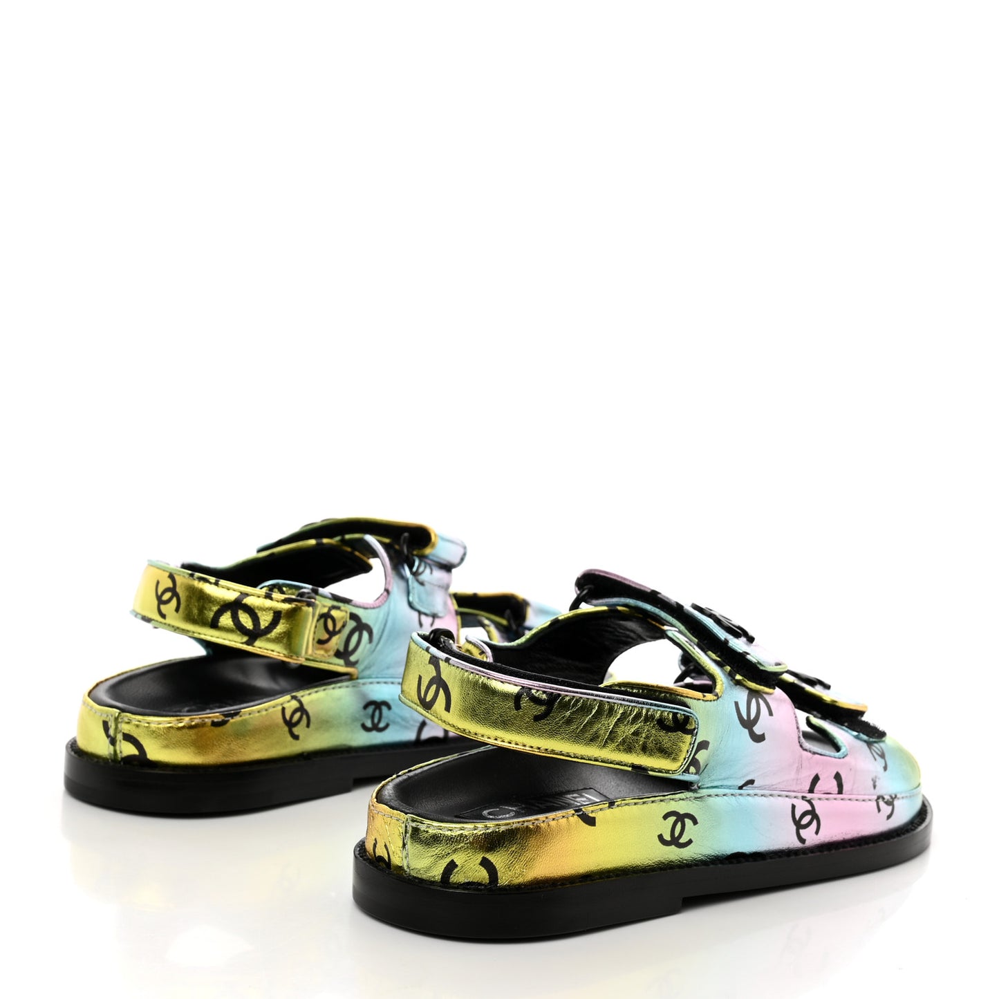 Laminated Lambskin Printed CC Dad Sandals 36 Multicolor