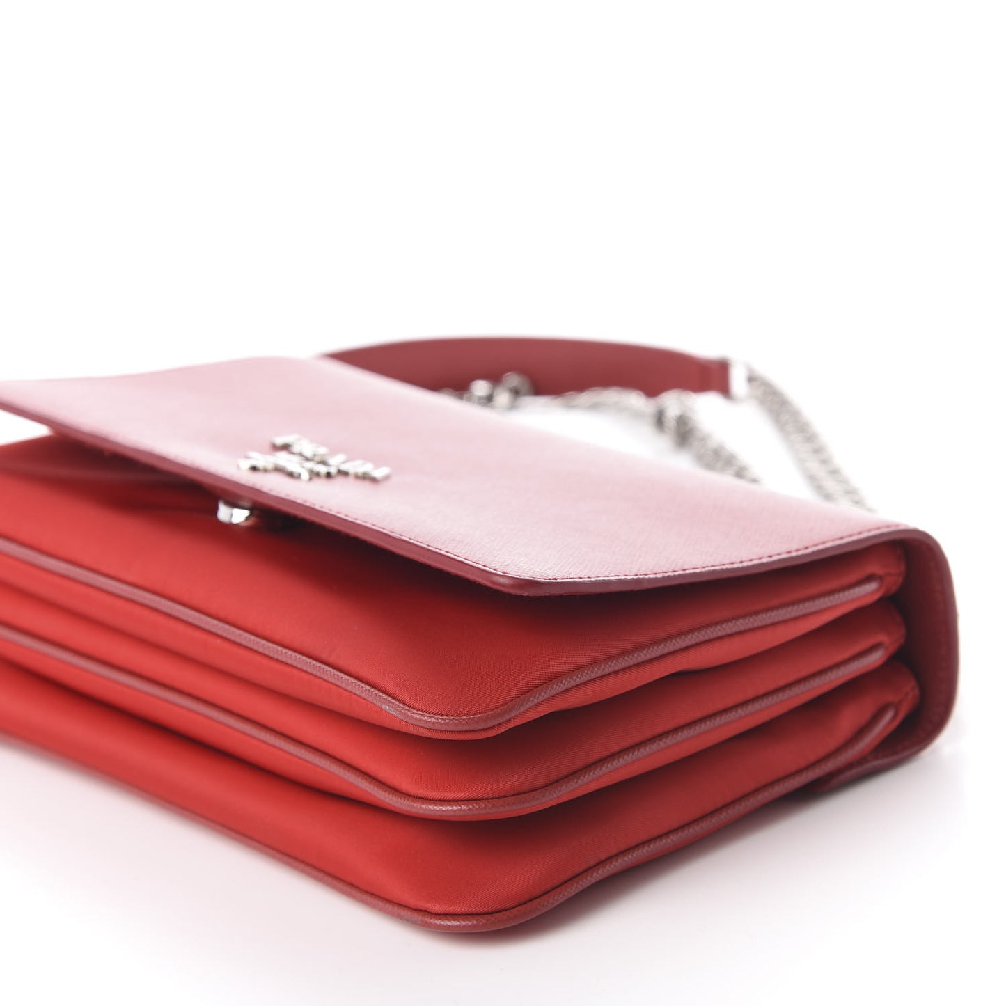 Saffiano Tessuto Nylon Chain Shoulder Bag Rosso