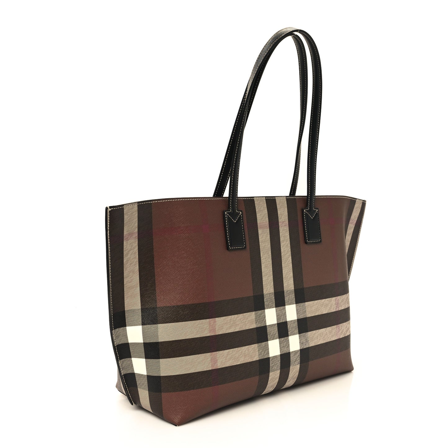 E-Canvas Check Medium Soft TB Tote Dark Birch Brown