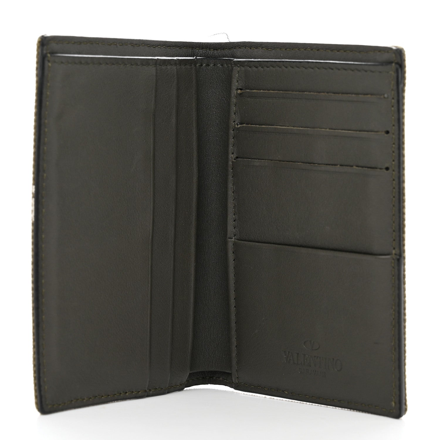 Valentino Garavani Canvas Rockstud VLTN Bi-Fold Wallet Olive 5 of 11
